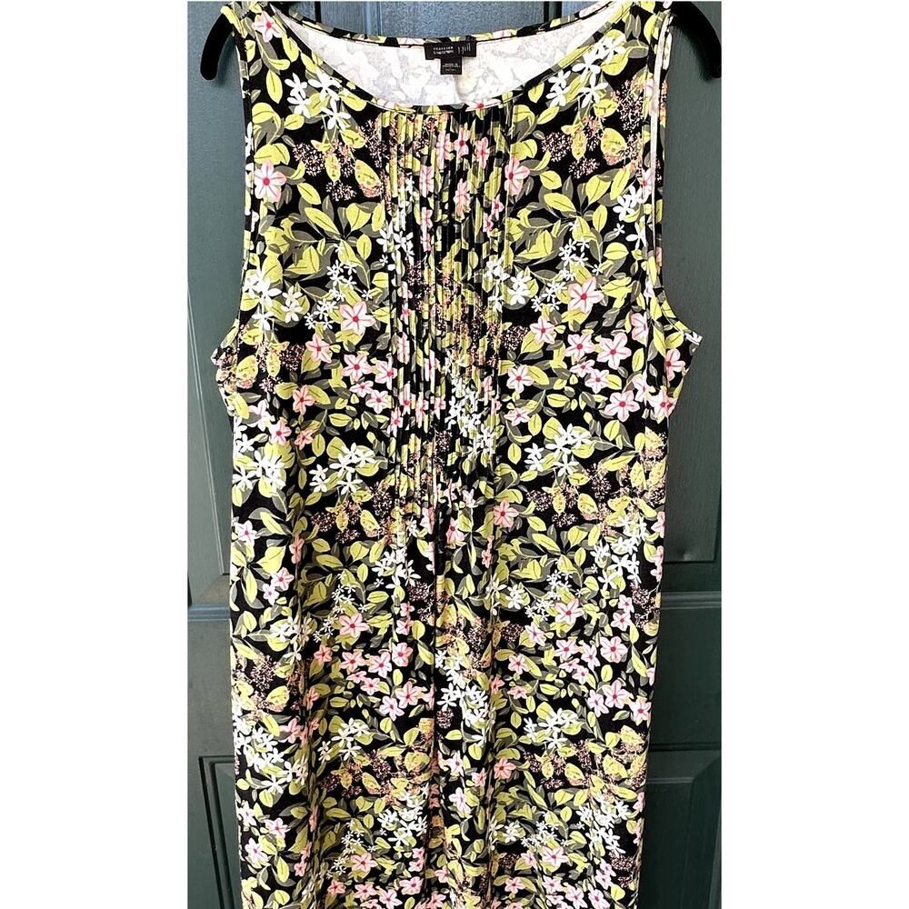 J. Jill Wearever Collection Sz PL Floral Stretchy Knit Knee Length Casual Dress